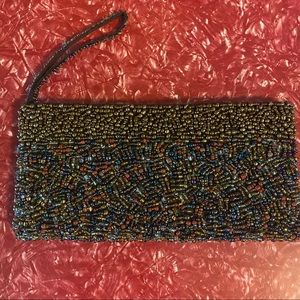 Anthropologie hand beaded wallet clutch